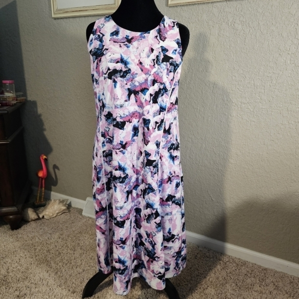 LIVI Lane‎ Bryant Pink Blue Floral Active Dress Racerback Shelf Bra 18 20